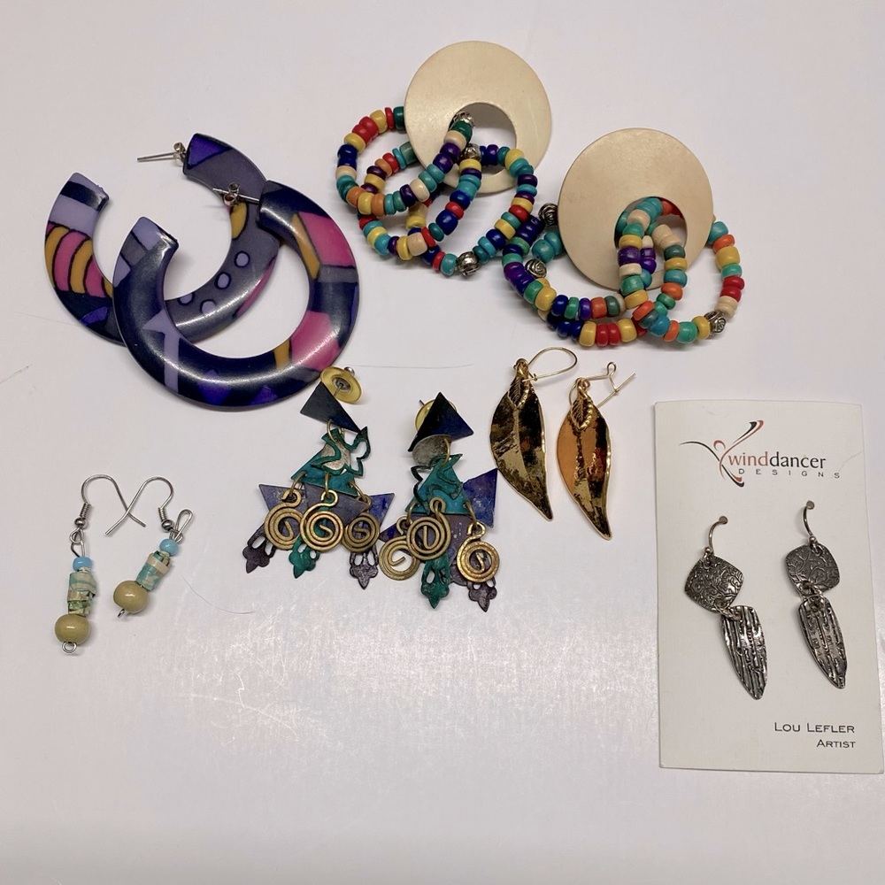 BoHo Earrings Lot of 6 Pairs Fun Colorful Unique Vintage Y2K